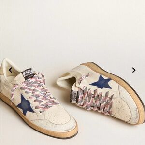 Golden Goose men’s ball star Napa leather w/ blue suede size 43